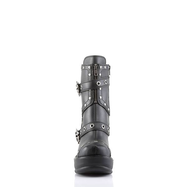 Demonia Sinister-201 Black Vegan Leather Stiefel Herren D934-715 Gothic Plateaustiefel Schwarz Deutschland SALE